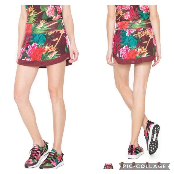 Desigual Sport 2 in 1 Skirt Oriental Tropical Floral Skort Size Large - Picture 14 of 16